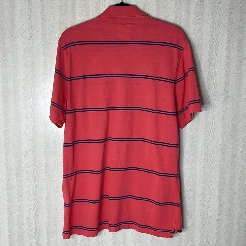 ❤️ J. CREW Salmon and Blue Striped Outdoor Polo Size M